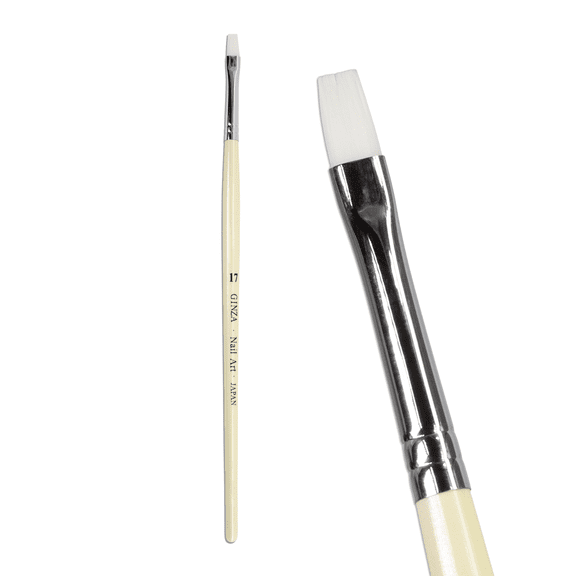 Ginza Flat Gel Nail Art Brush with White Wooden Handle - H17