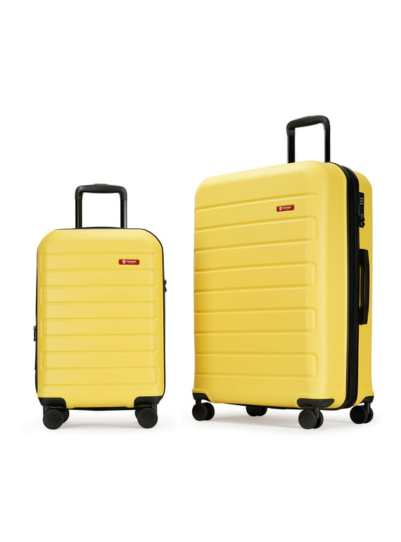 Ginza Travel 2 Piece Hardside Expandable Luggage Sets (20"/28"),Hard Shell Suitcase Sets Double Spinner Wheels,Yellow