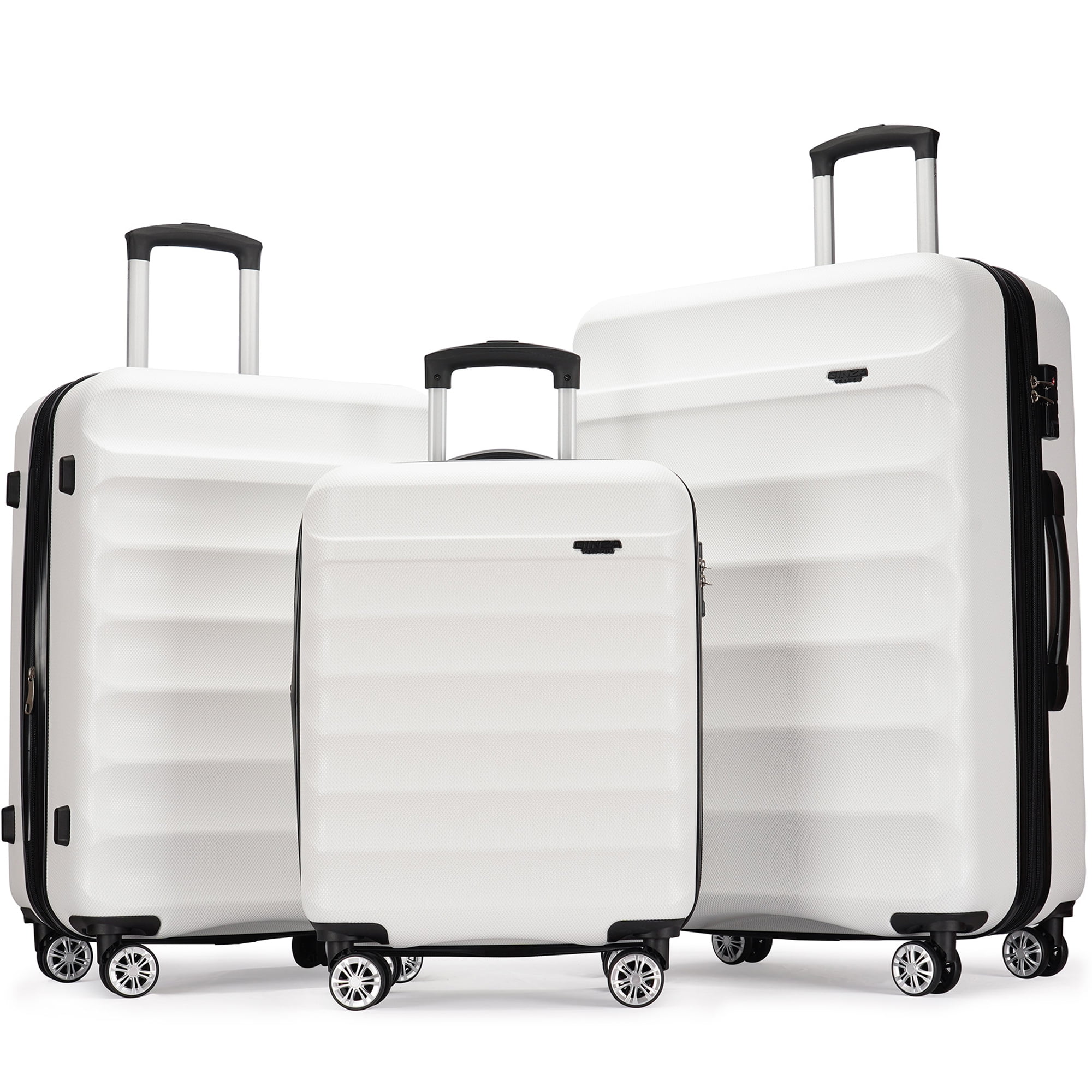 Ginza Travel 3 Piece Hard Shell Expandable Luggage Sets,ABS Large Hard