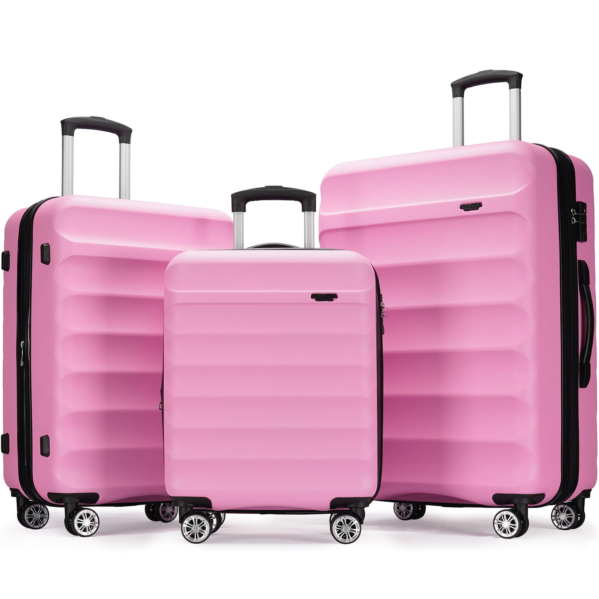 Ginza Travel 3 Piece Hardside Expandable Luggage Set,Large Luggage with Double Spinner Wheels,Deep Pink, Size: 3Pcs(202428), Purple