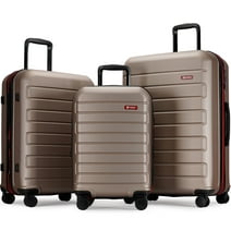Ginza Travel 3 Piece Hardside Expandable Luggage Sets,Hard Shell Suitcase Set with Wheels,Champagne