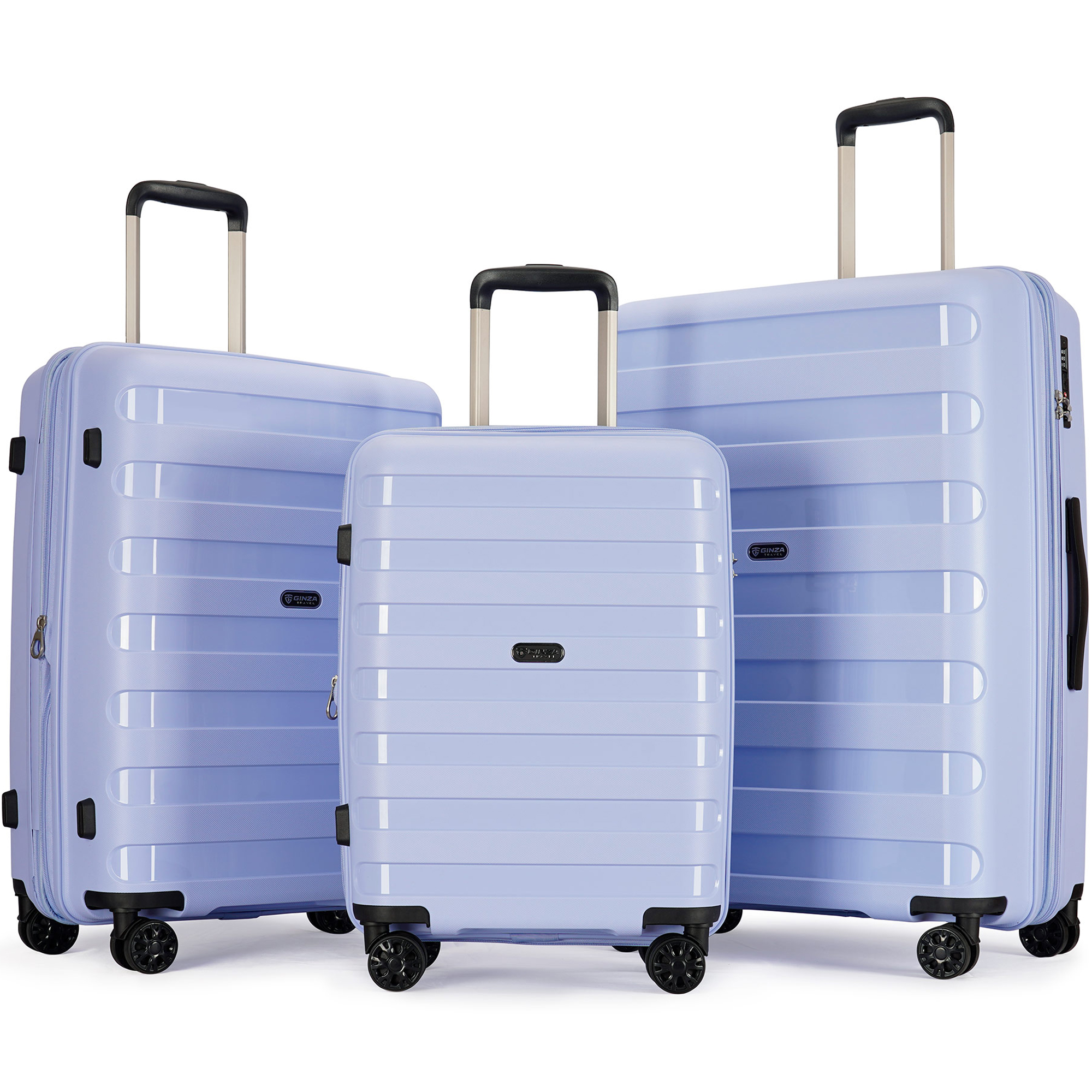 Ginza Travel 3 Piece Hardside Expandable Luggage Sets with Double