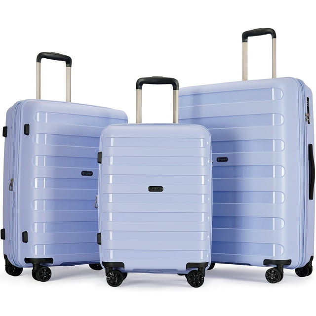 Ginza Travel 3 Piece Hardside Expandable Luggage Sets with Double