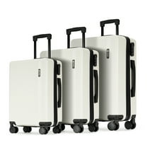 Ginza Travel 3 Piece Luggage Sets ABS Hardshell Hardside Lightweight Suitcase with Durable Spinner Wheels,White