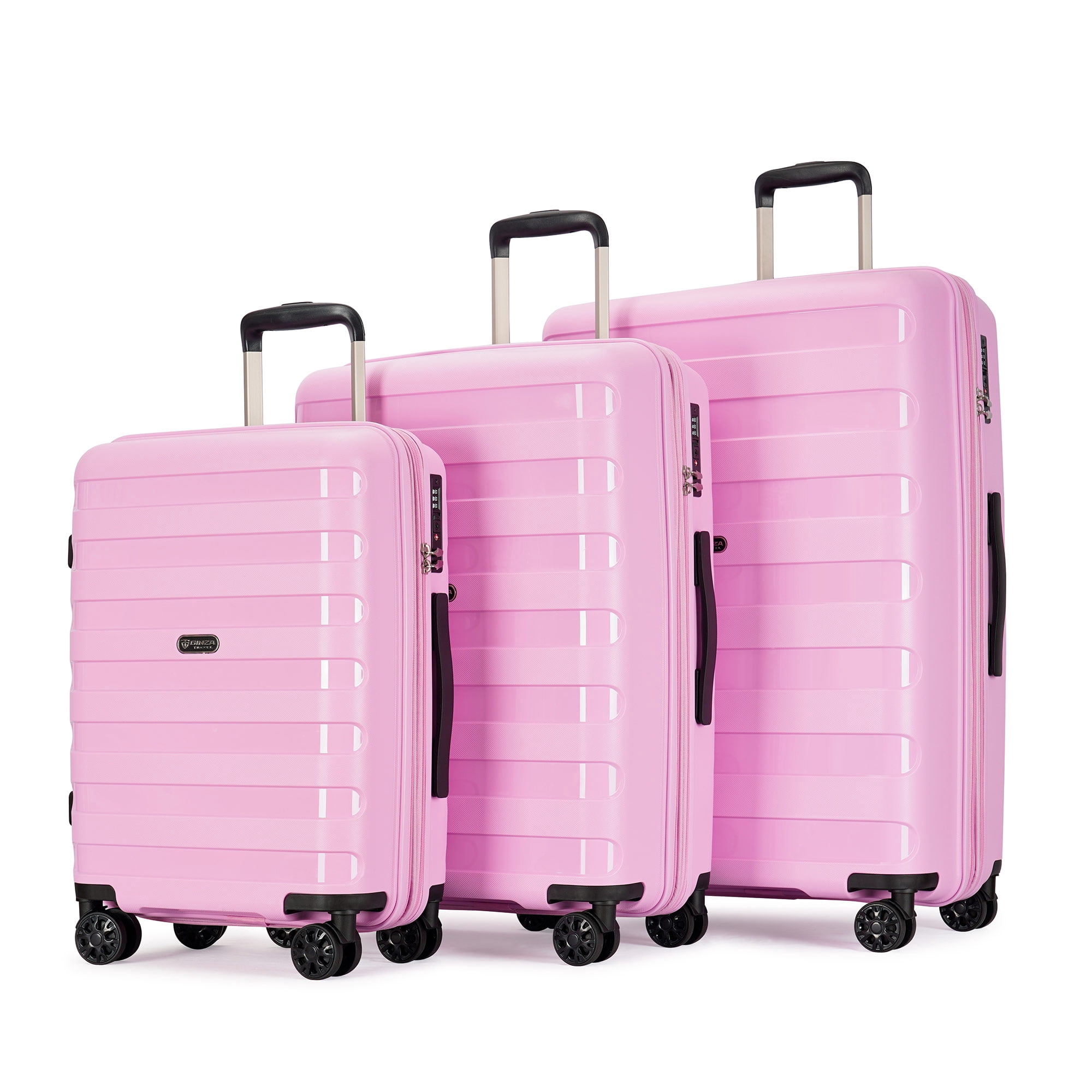 Ginza Travel 3 Piece Travel Hard Side Expandable Luggage Set,Suitcase Set with Spinner Wheels