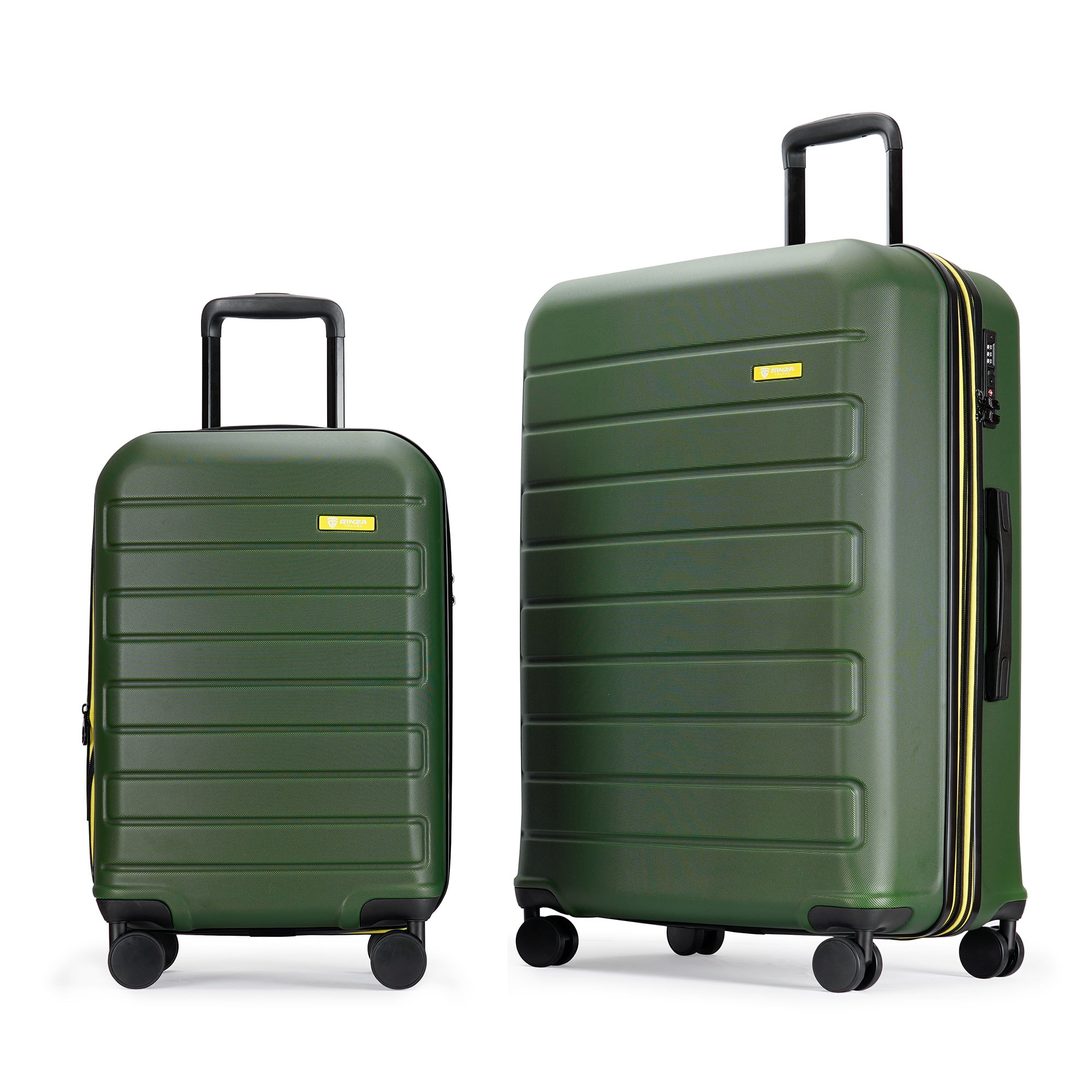Ginza Travel 3 Piece Luggage Sets Hard Shell Expandable Suitcase Set with  Spinner Wheels for Travel Trips Business 20 24 28,Green 