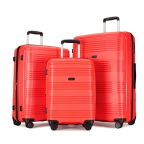 Ginza Travel Hardside Expandable Luggage Set with Spinner Wheels,3-Piece Set (20/25/29),Red