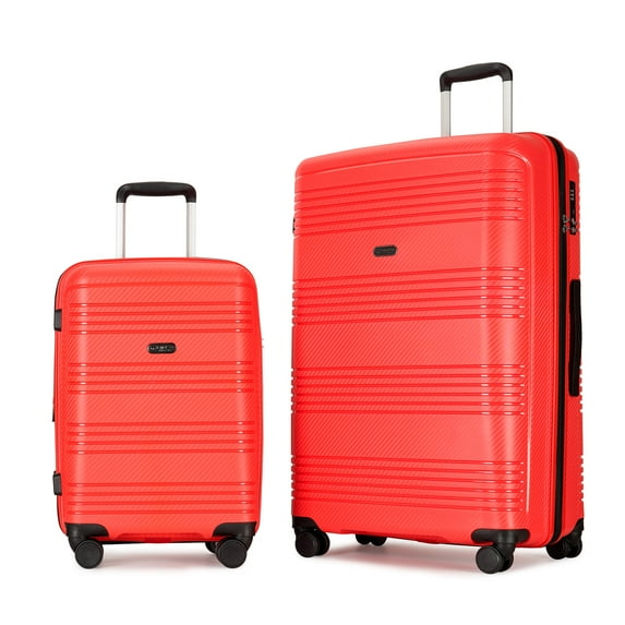 Ginza Travel Hardside Expandable Luggage with Spinner Wheels,2-Piece Set (20/29),Red