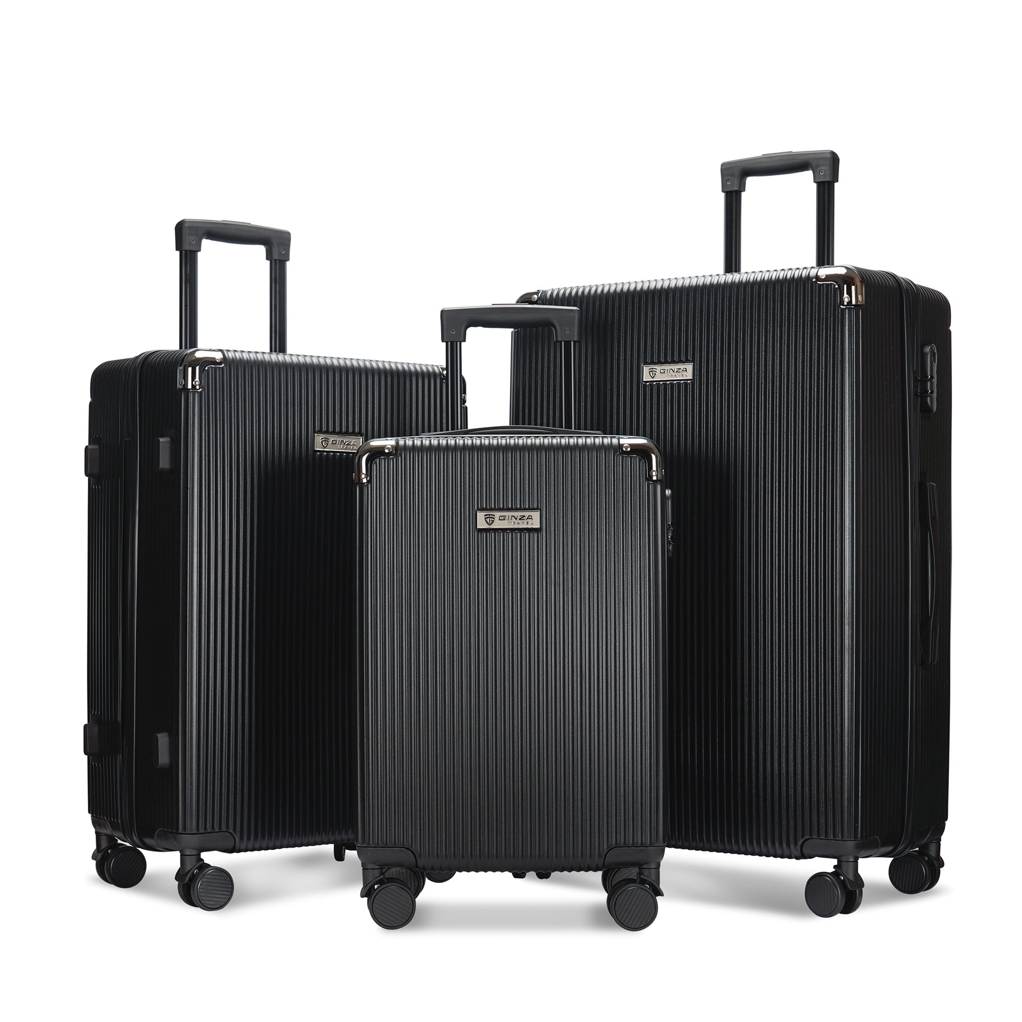 Ginza Travel Hardside Spinner Wheel Luggage Sets,Black,3Piece Set (20