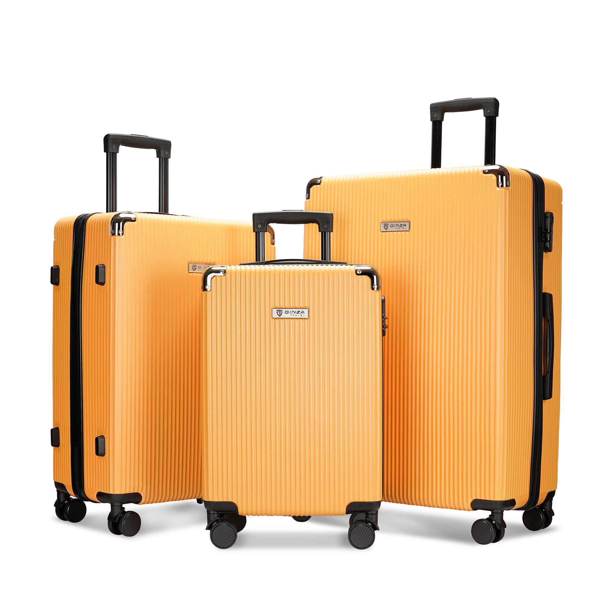 Ginza Travel Hardside Spinner Wheel Luggage Sets,Yellow,3Piece Set (20