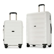 Ginza Travel Luggage 2 Piece Sets Expandable Suitcase Set with Double Spinner Wheels and TSA Lock,White
