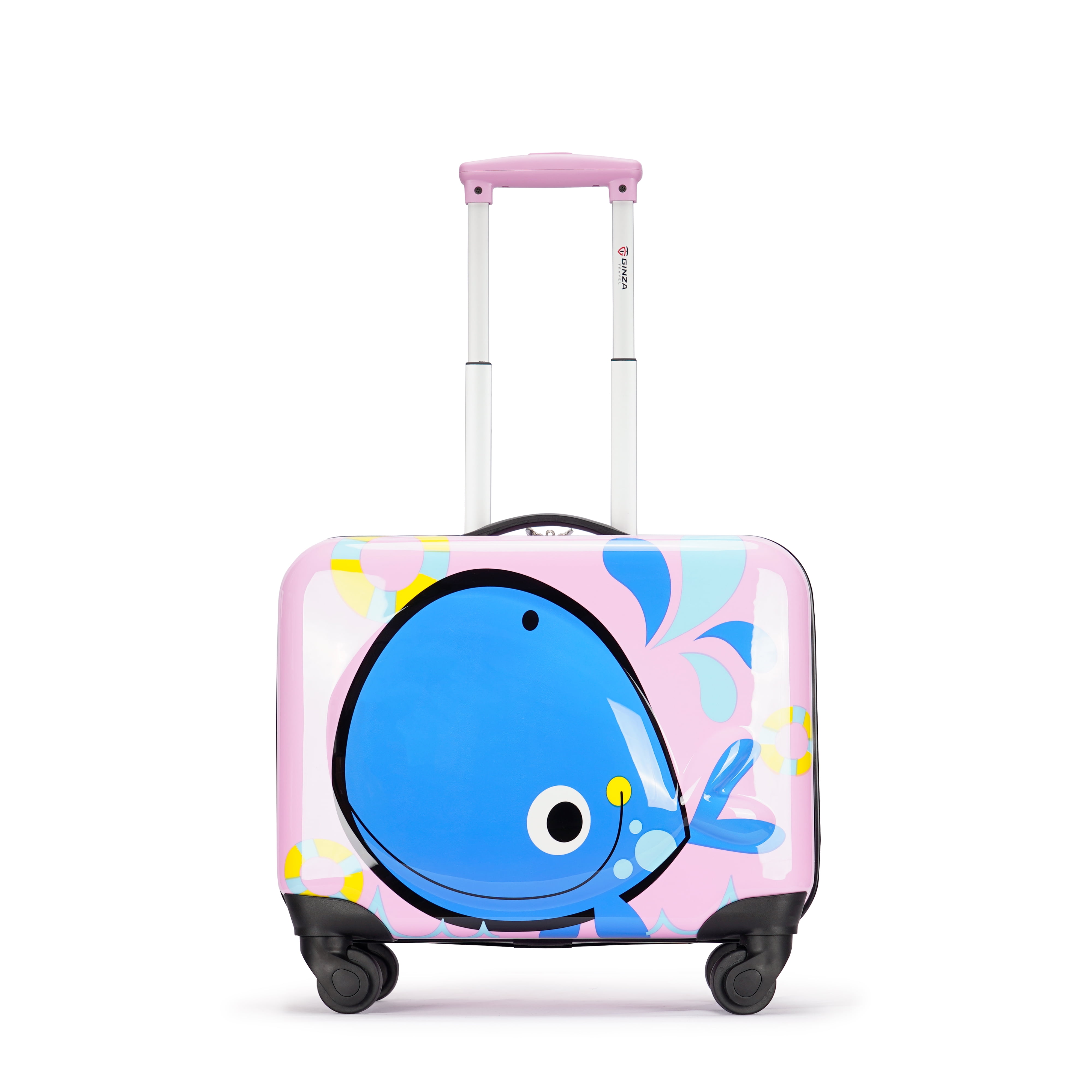 16 inch Kids Rolling Luggage with 2 Flashing Wheels and Telescoping Handle-Pink | Costway