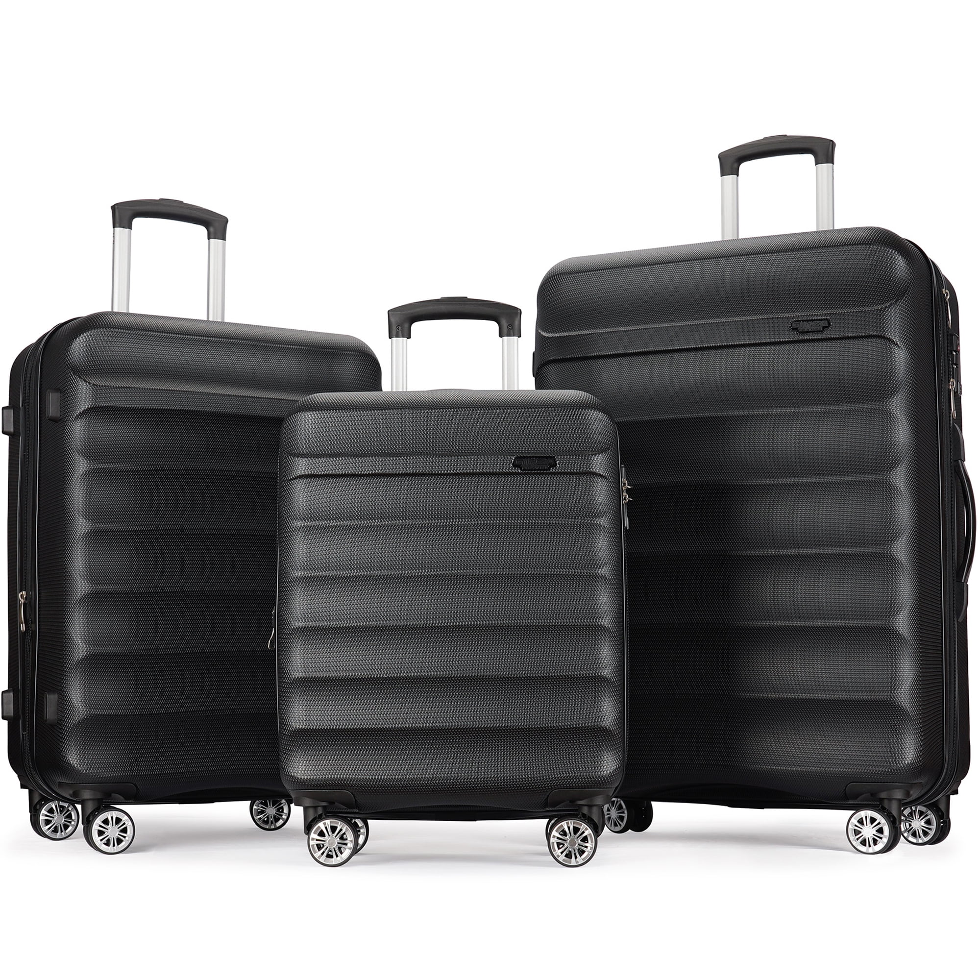 GinzaTravel 3 Piece CarryOn HardShell Expandable Luggage Set with Spinner Wheels and TSA Lock