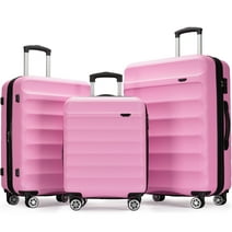 GinzaTravel 3 Piece Hardside Expandable Luggage Set,Large Luggage with Double Spinner Wheels,Deep Pink