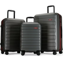 GinzaTravel 3 Piece Hardside Expandable Luggage Sets,Hard Shell Suitcase with Spinner Wheels TSA Lock,Gray