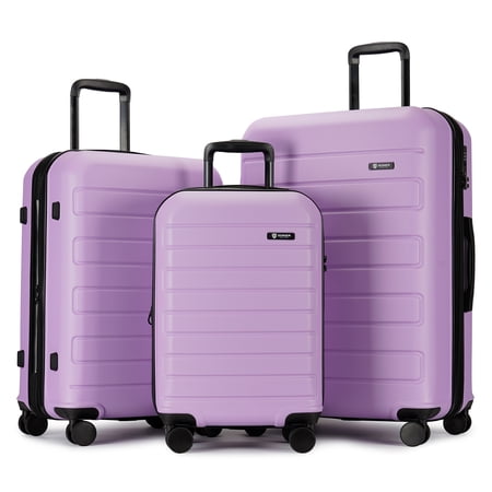 GinzaTravel 3 Piece Hradside Expandable Luggage Sets,ABS Hard Shell Suitcase with Wheels,Lilac purple