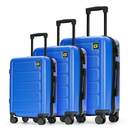 Sunbee 3 Piece Luggage Sets Hardshell Lightweight Suitcase with TSA Lock Spinner Wheels Deep Blue Walmart