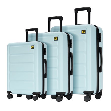 GinzaTravel 3 Piece Luggage Sets ABS Hardshell Hardside Lightweight Suitcase with Durable Spinner Wheels
