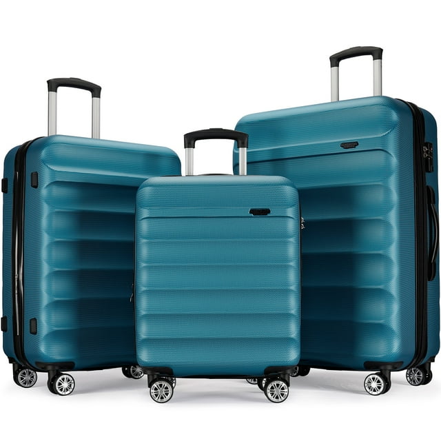 GinzaTravel Hard Shell Expandable 3Piece Luggage Set with Spinner Wheels and TSA Lock