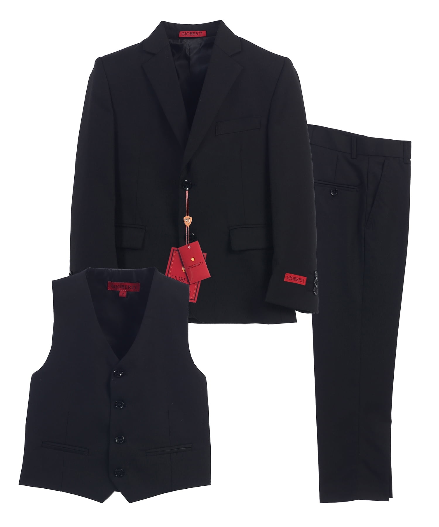 Boys' Black Formal Suit(white dot)  3 piece Dresswear suit set with jacket,vest and pants