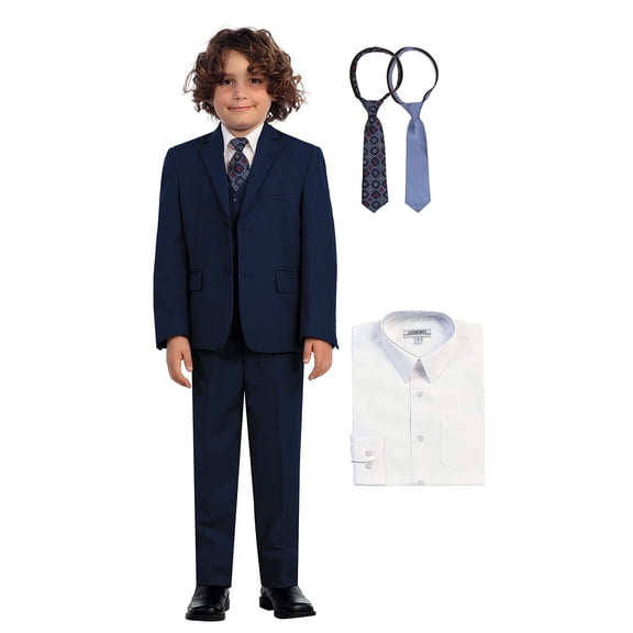 Gioberti Boy's Formal 6-Piece Suit, Jacket, Vest, and Dress Pants Suit Set