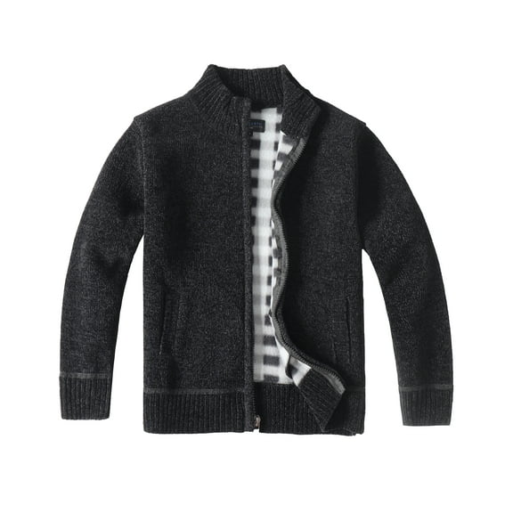 Gioberti Boy's Knitted Chenille Cardigan Sweater with Flannel Lining