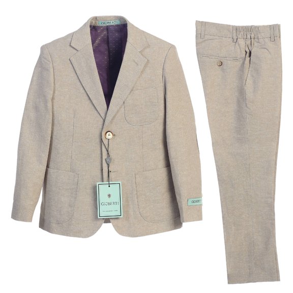 Gioberti Boy's Linen Suit Set Jacket and Dress Pants
