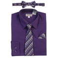 thumbnail image 1 of Gioberti Boy's Long Sleeve Dress Shirt + Plaid Tie, Bow Tie and Hanky, 1 of 2