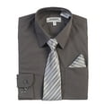 thumbnail image 1 of Gioberti Boy's Long Sleeve Dress Shirt + Stripe Tie, Bow Tie and Hanky, 1 of 5