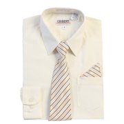 Gioberti Boy's Long Sleeve Dress Shirt + Stripe Tie, Bow Tie and Hanky
