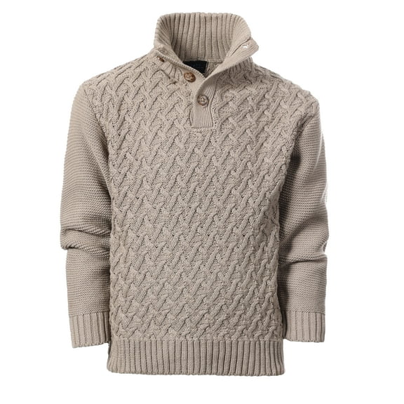 Gioberti Boy's Mock Neck Pullover Knitted Sweater Color: Stone Size: 8