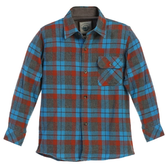 Gioberti Boy's Single Pocket Flannel Shirt with Corduroy Contrast