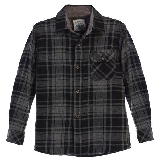 Gioberti Boy's Single Pocket Flannel Shirt with Corduroy Contrast