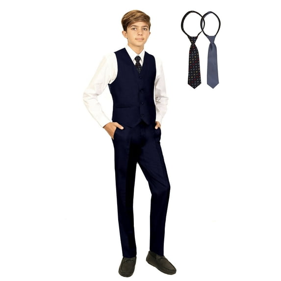 Gioberti Boys 5 Piece Vest and Pants Set with Shirt and Ties