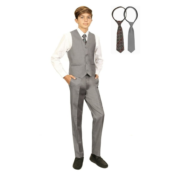 Gioberti Boys 5 Piece Vest and Pants Set with Shirt and Ties