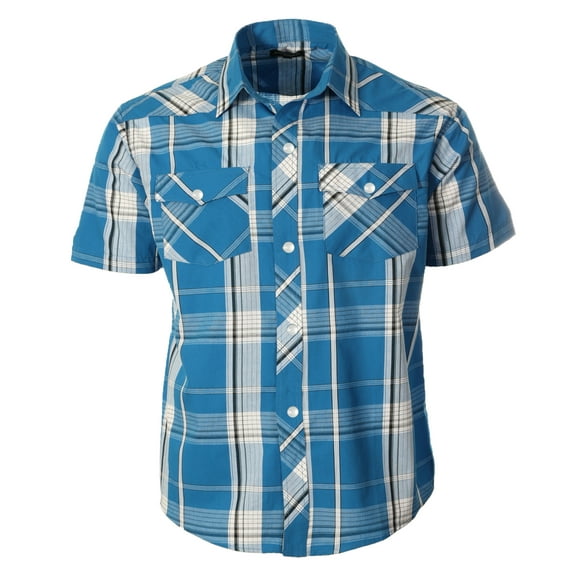 Gioberti Boys Casual Western Plaid Pearl Snap-on Buttons Short Sleeve Shirt