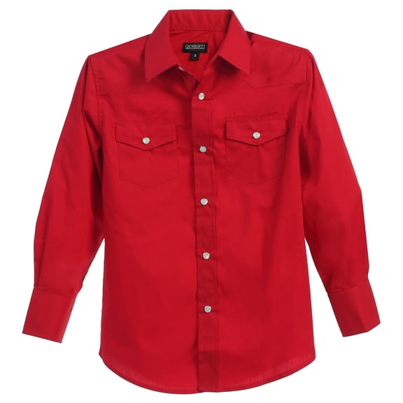 Gioberti Boys Casual Western Solid Long Sleeve Shirt With Pearl Snaps