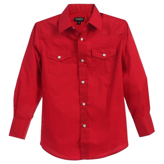 Gioberti Boys Casual Western Solid Long Sleeve Shirt With Pearl Snaps