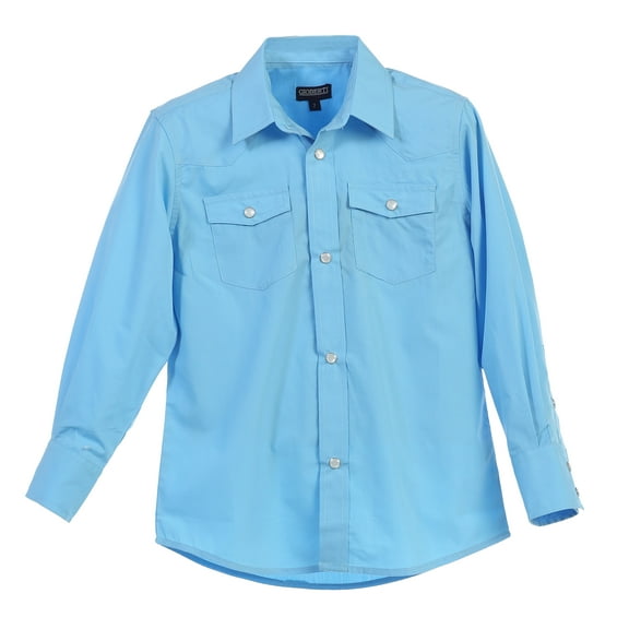 Gioberti Boys Casual Western Solid Long Sleeve Shirt With Pearl Snaps