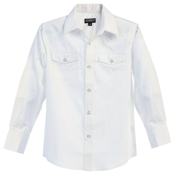 Gioberti Boys Casual Western Solid Long Sleeve Shirt With Pearl Snaps