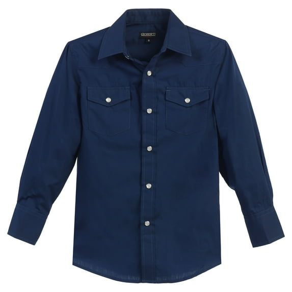 Gioberti Boys Casual Western Solid Long Sleeve Shirt With Pearl Snaps