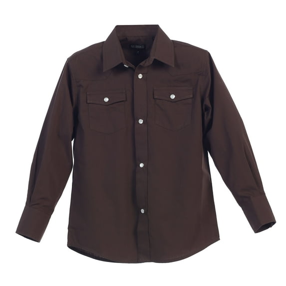 Gioberti Boys Casual Western Solid Long Sleeve Shirt With Pearl Snaps
