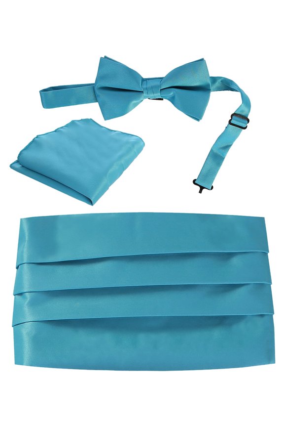 Kids / Boys' Adjustable Satin And Paisley Cummerbund Set With Formal Bow Tie and Pocket Square