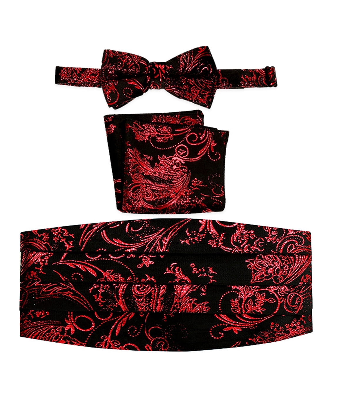 Set Papillon Fascia Smoking Set Smoking Uomo Biruil - Cummerbund, Papillon E Fazzoletto Taschino In Paisley Fazzoletto Taschino Smoking - Foto 9