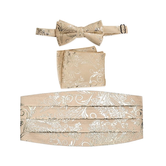 Gioberti Kids / Boys' Adjustable Satin And Paisley Cummerbund Set With Formal Bow Tie and Pocket Square