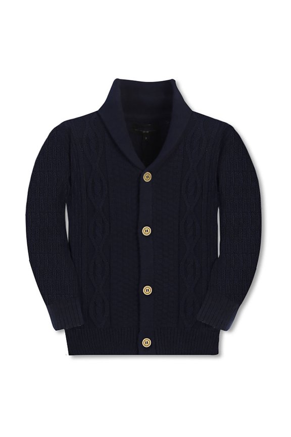 Kids and Boys 100% Cotton Knitted Shawl Collar Cardigan Sweater