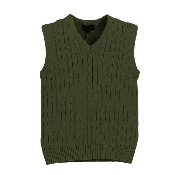 Gioberti Boy's 100% Cotton Soft V-Neck Cable Knit Sweater Vest