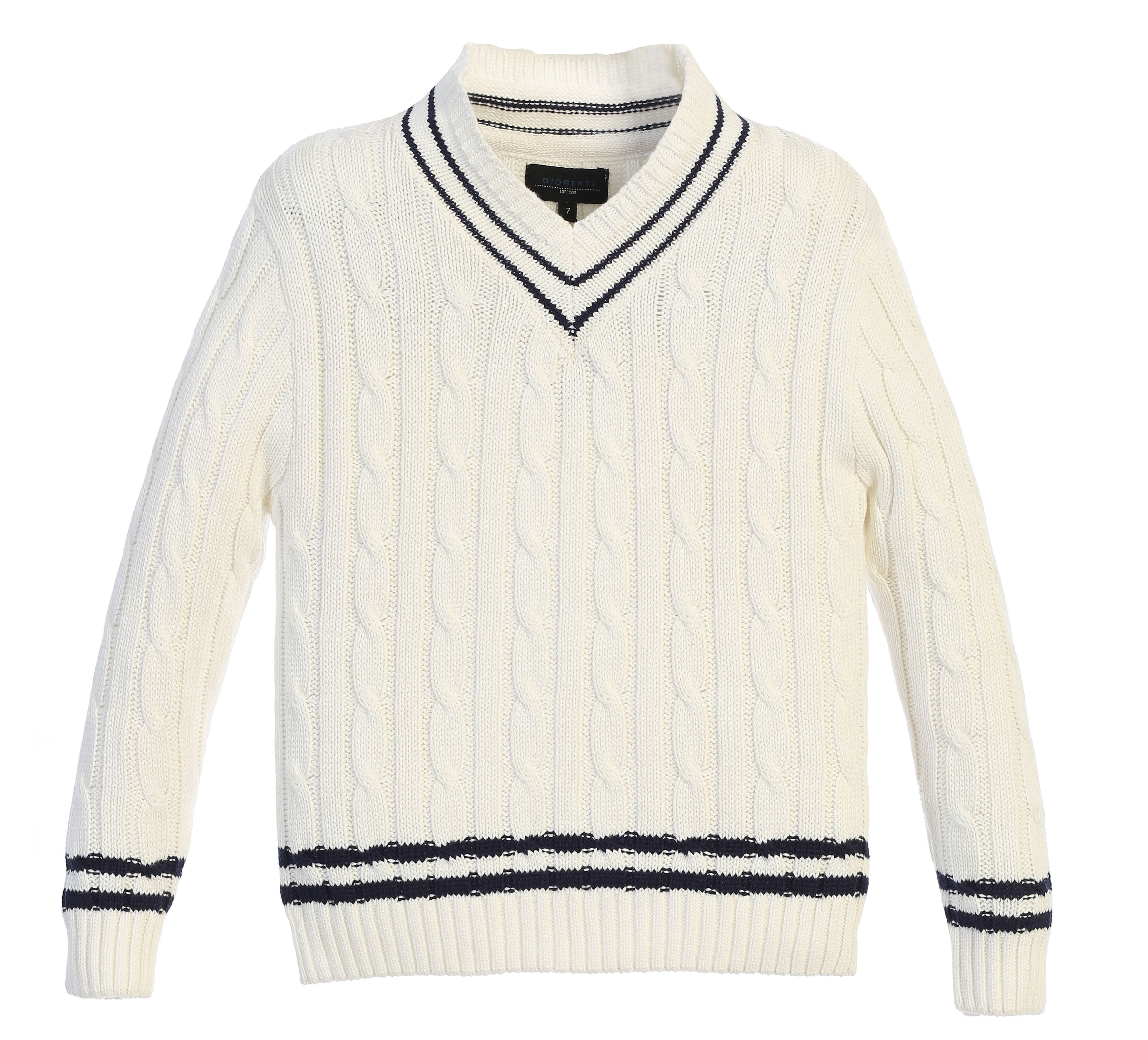 Gioberti Kids and Boys 100 Cotton V Neck Cable Knit Sweater
