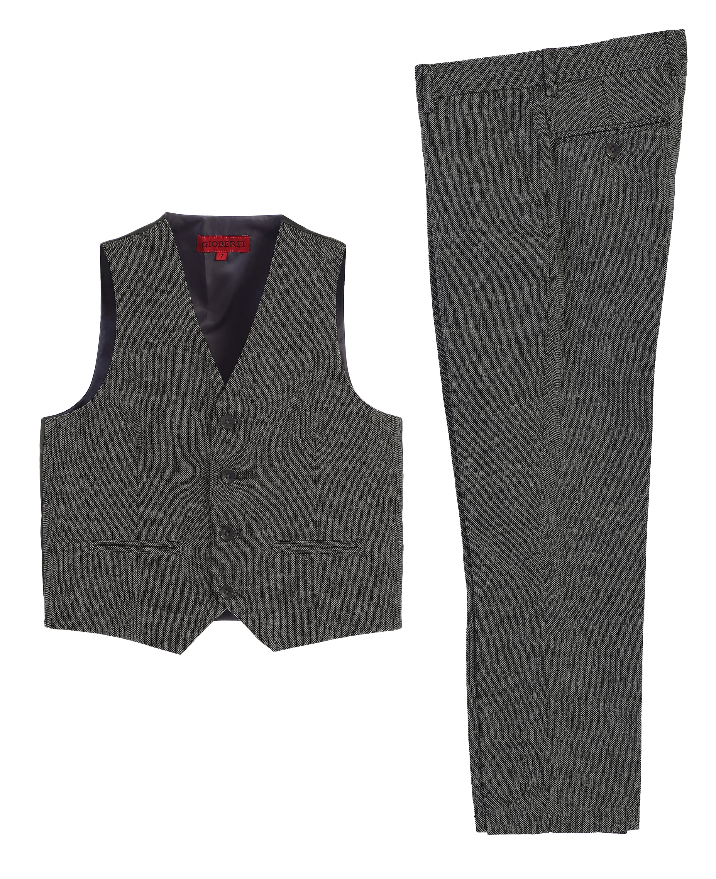 Gioberti Kids and Boys 2 Piece Tweed Plaid Vest and Pants Set — free download