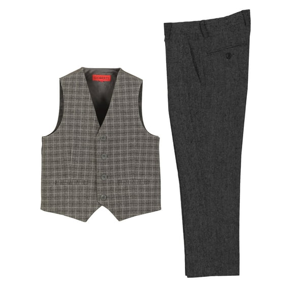 Gioberti Kids and Boys 2 Piece Tweed Plaid Vest and Pants Set